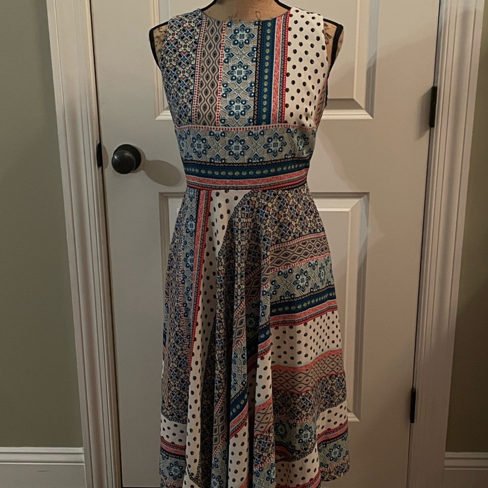 Dana Buchman Multicolor Patterned Midi Dress
